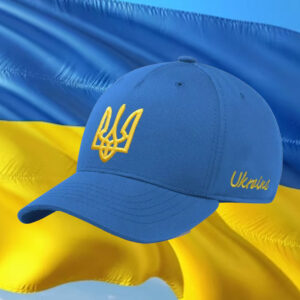2025 Blue Hat With Yellow Ukrainian Emblem