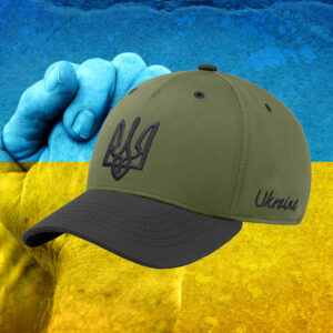 Olive - Black Hat With Ukrainian Emblem 2025
