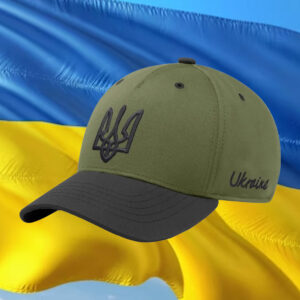 Olive - Black Hat With Ukrainian Emblem 2025
