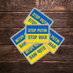 Stop Putin, Stop War, Support Ukraine Blue & Yellow Sticker ,Car Magnet