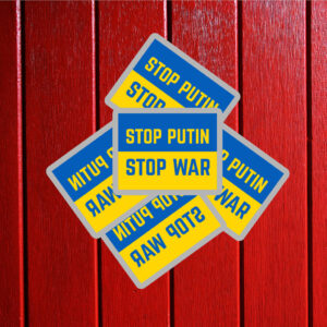 Stop Putin, Stop War, Support Ukraine Blue & Yellow Sticker ,Car Magnet