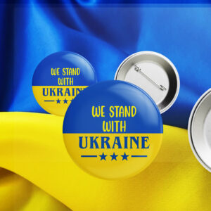 We Stand With Ukraine, Freedom for Ukraine Pin Button